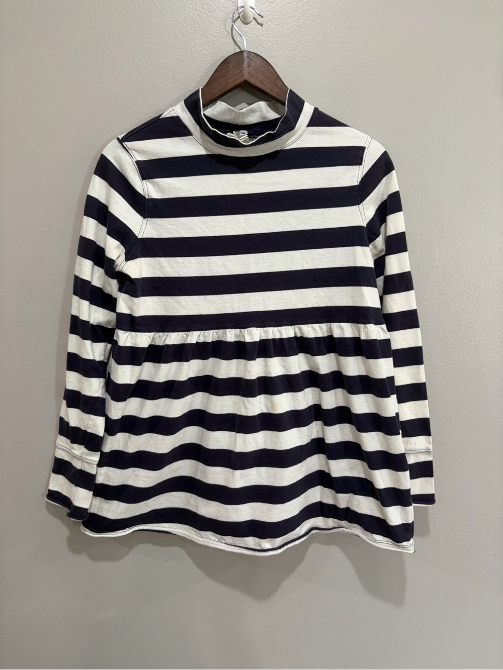 We The Free Navy & White Striped Long-Sleeve Peplum Top